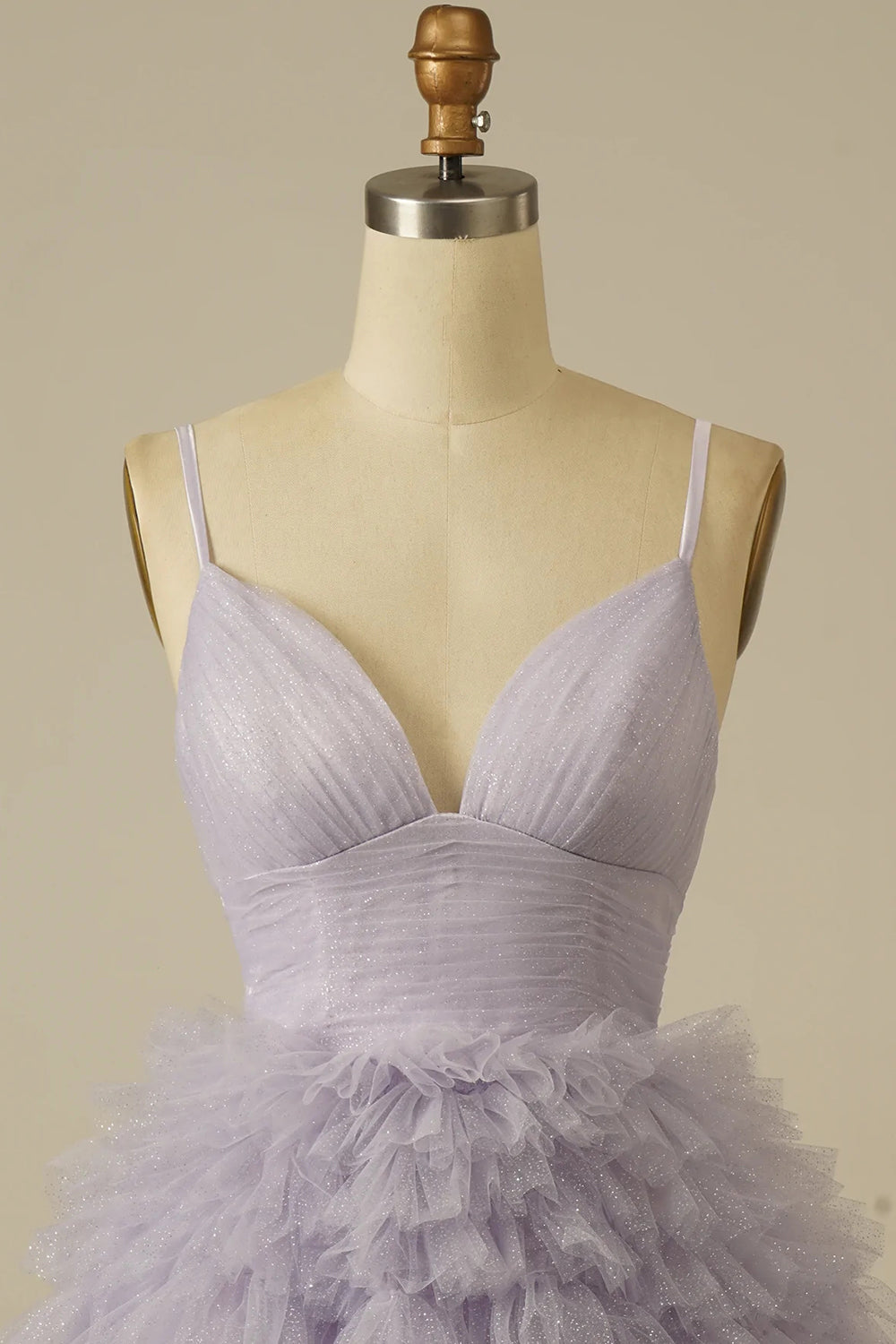 Misshow Glitter Blue A-Line Tulle Tiered Short Homecoming Dress/Mini Dress
