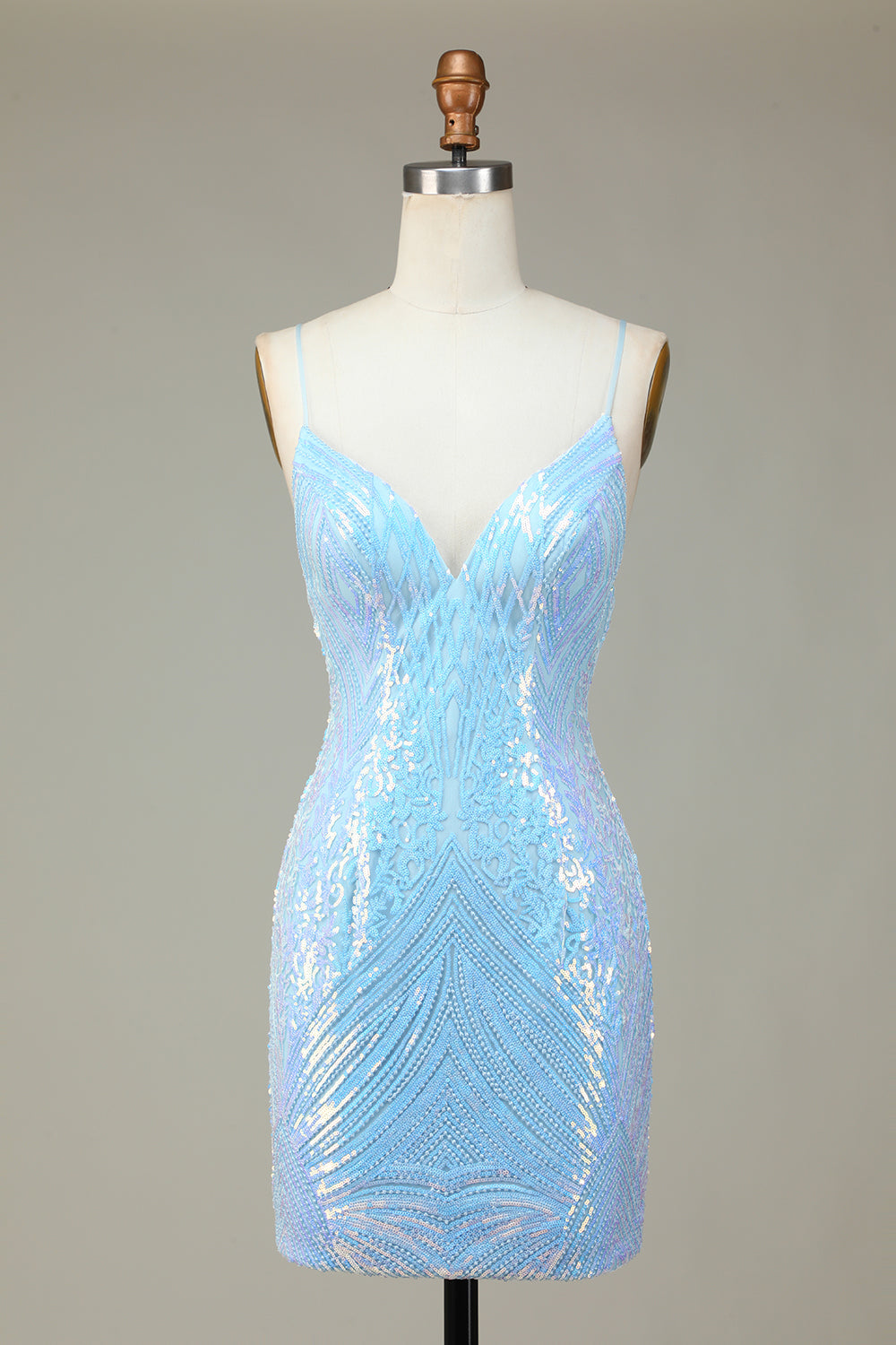Misshow Glitter Blue Sequins Tight Short Homecoming Dress/Mini Dress