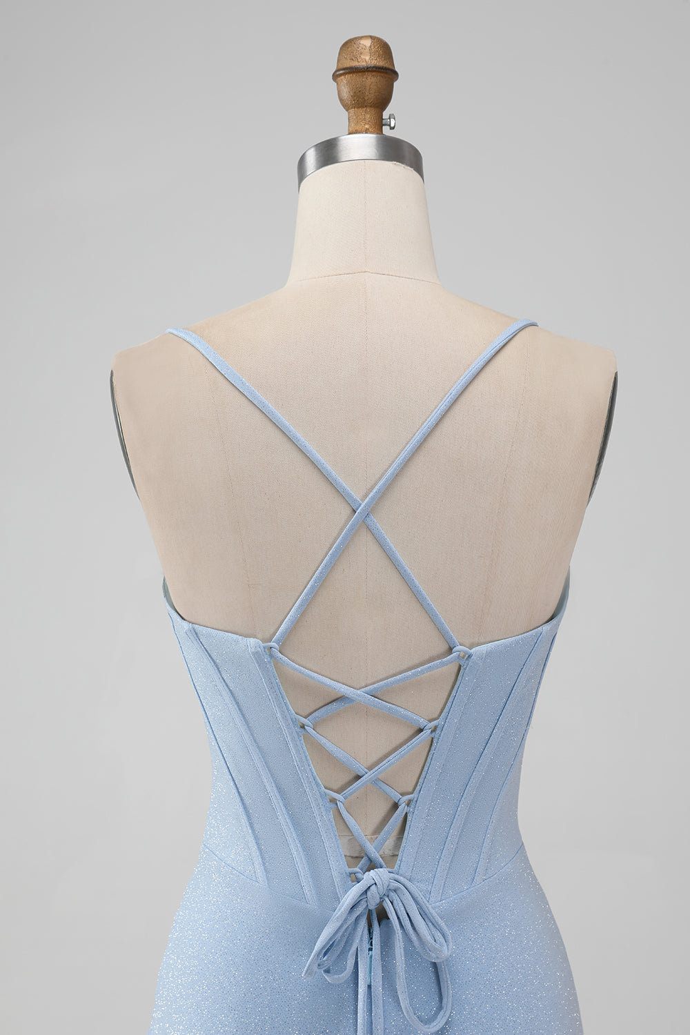 Misshow Glitter Navy Beaded Corset Lace-Up Back Tight Short Homecoming Dress/Mini Dress
