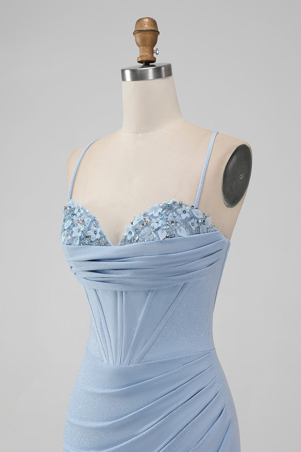 Misshow Glitter Navy Beaded Corset Lace-Up Back Tight Short Homecoming Dress/Mini Dress