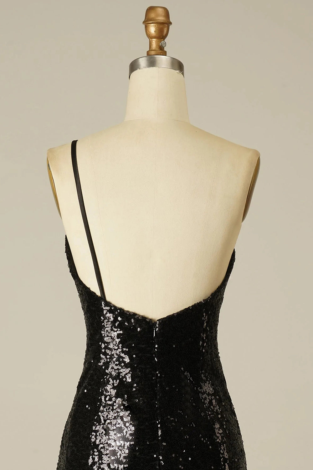 Misshow Glitter One Shoulder Tight Black Homecoming Dress/Mini Dress