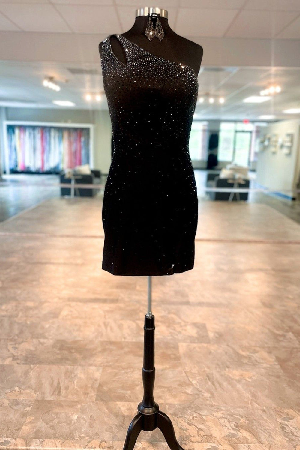 Misshow Glitter Orange One Shoulder Sequins Tight Short Homecoming Dress/Mini Dress