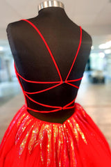Misshow Glitter Red Sequined A-Line Short Homecoming Dress/Mini Dress
