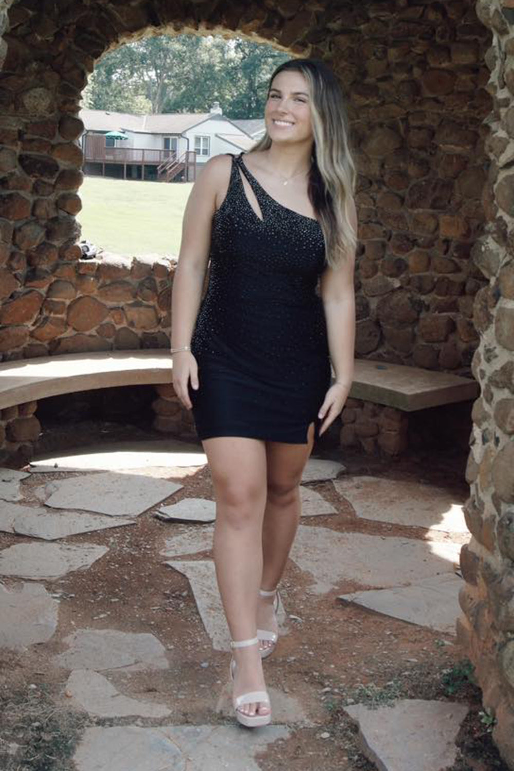 Misshow Glitter Royal Blue One Shoulder Sequins Tight Short Homecoming Dress/Mini Dress