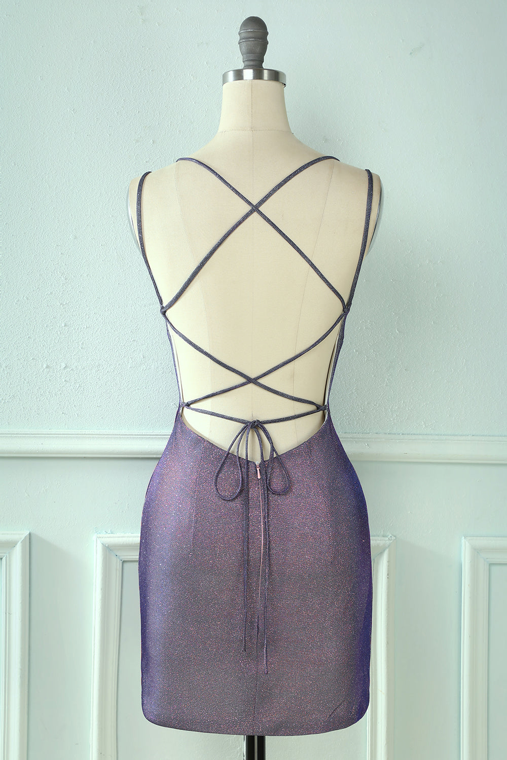 Misshow Glitter Tight Purple Homecoming Dress/Mini Dress