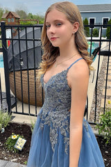 Misshow Grey Blue A Line Spaghetti Straps Light Purple Short Homecoming Dress/Mini Dress with Appliques