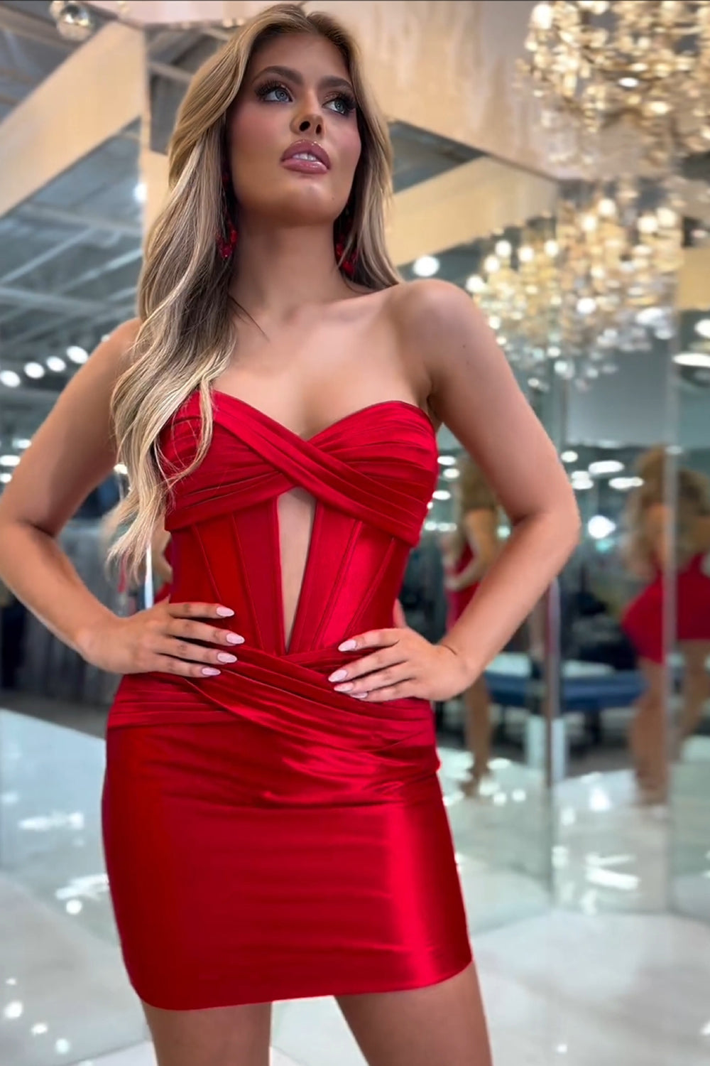 Misshow Hot Pink Corset Sweetheart Tight Short Homecoming Dress/Mini Dress