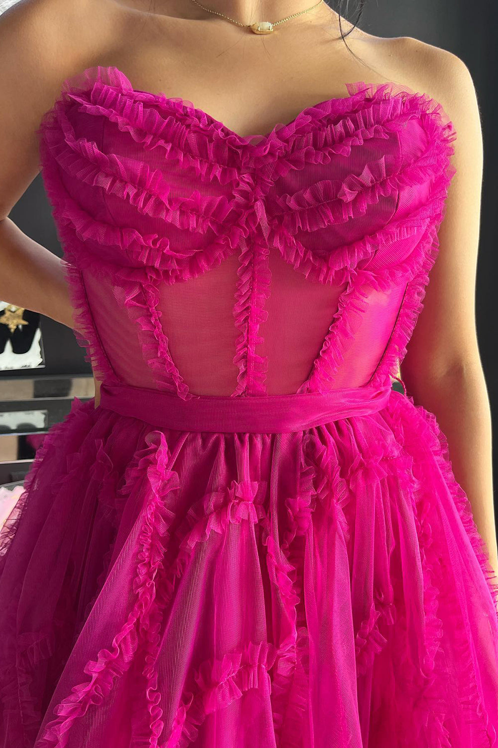 Misshow Lavender Corset Sweetheart A-Line Short Tulle Homecoming Dress/Mini Dress