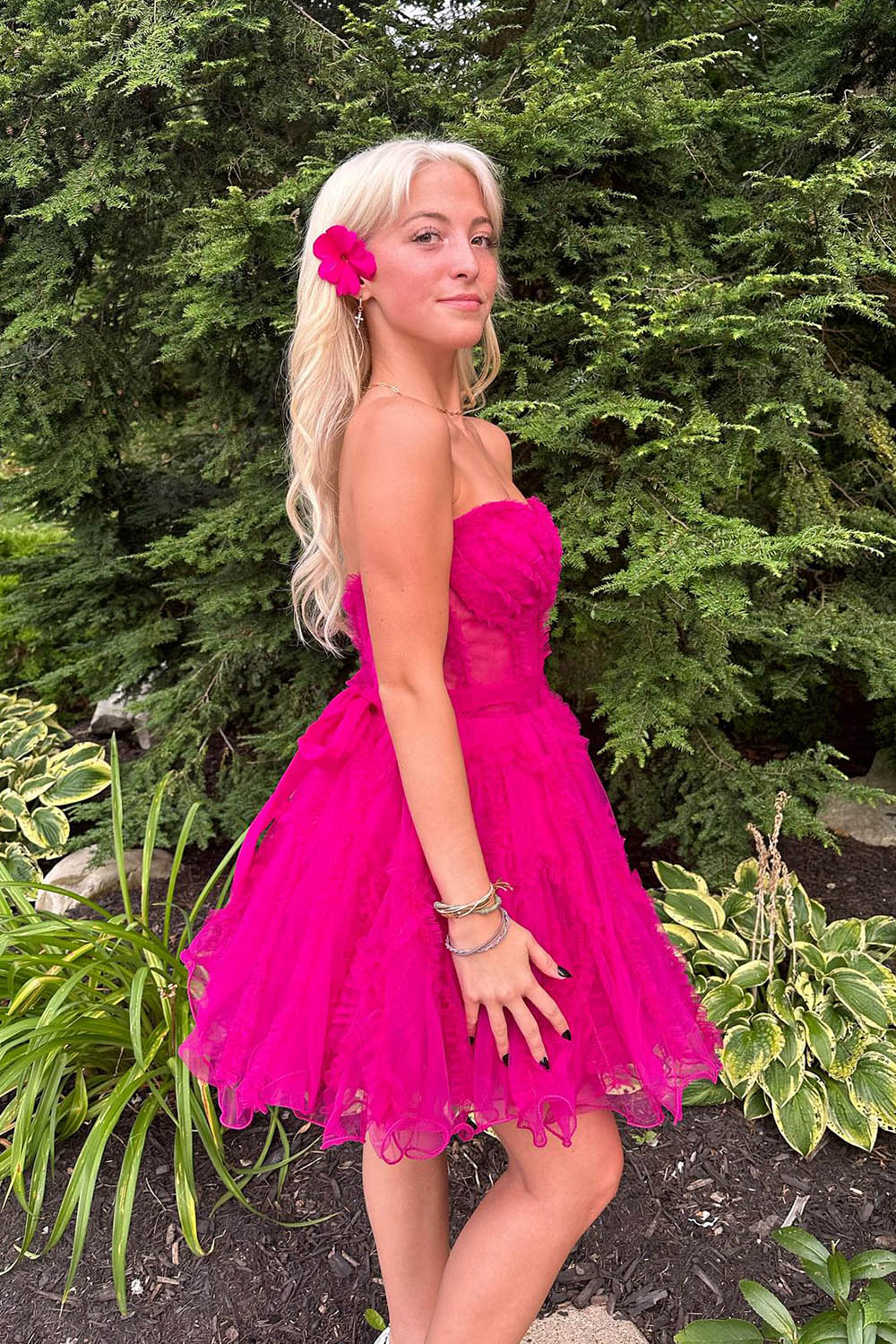 Misshow Lavender Corset Sweetheart A-Line Short Tulle Homecoming Dress/Mini Dress