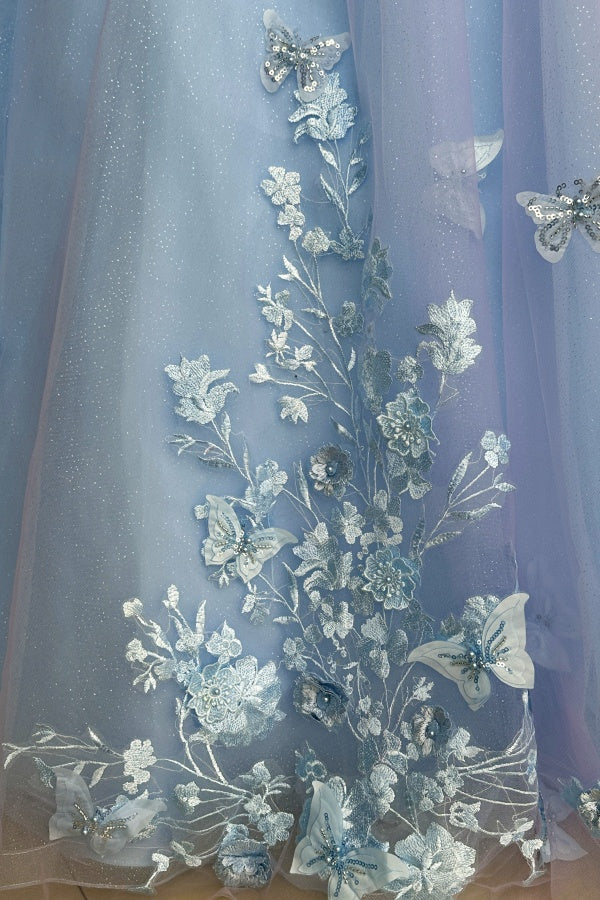 Misshow Lavender Quinceanera Dress Off-Shoulder Ball Gown with 3D Butterfly Lace Appliques & Lace-Up Corset