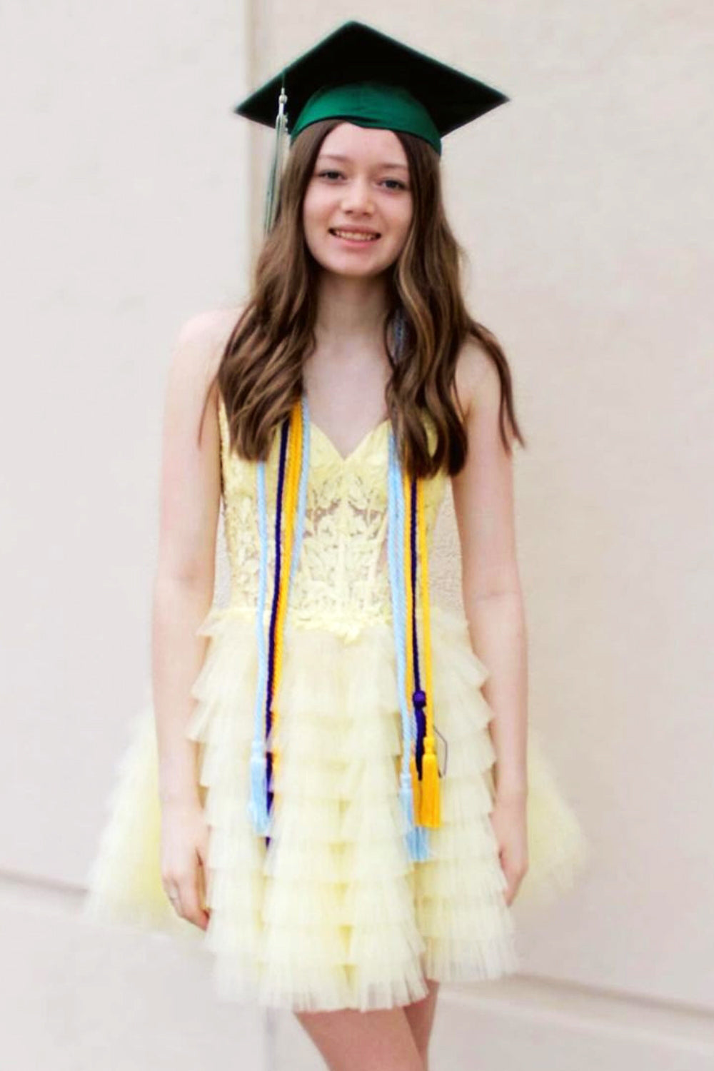 Misshow Lemon Yellow A Line Corset Ruffled Short Homecoming Dress/Mini Dress