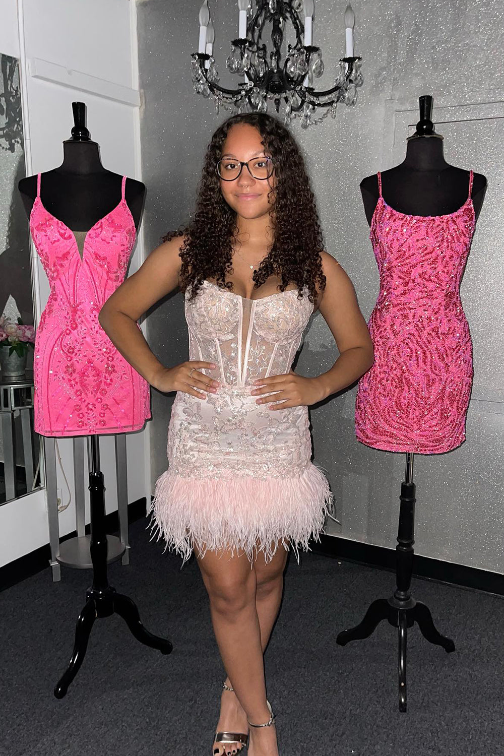 Misshow Light Blue Corset Lace Tight Short Homecoming Dress/Mini Dress with Feathers