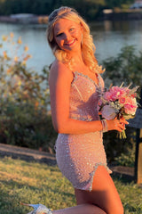 Misshow Light Green Strapless Corset Tight Short Homecoming Dress/Mini Dress with Sequins