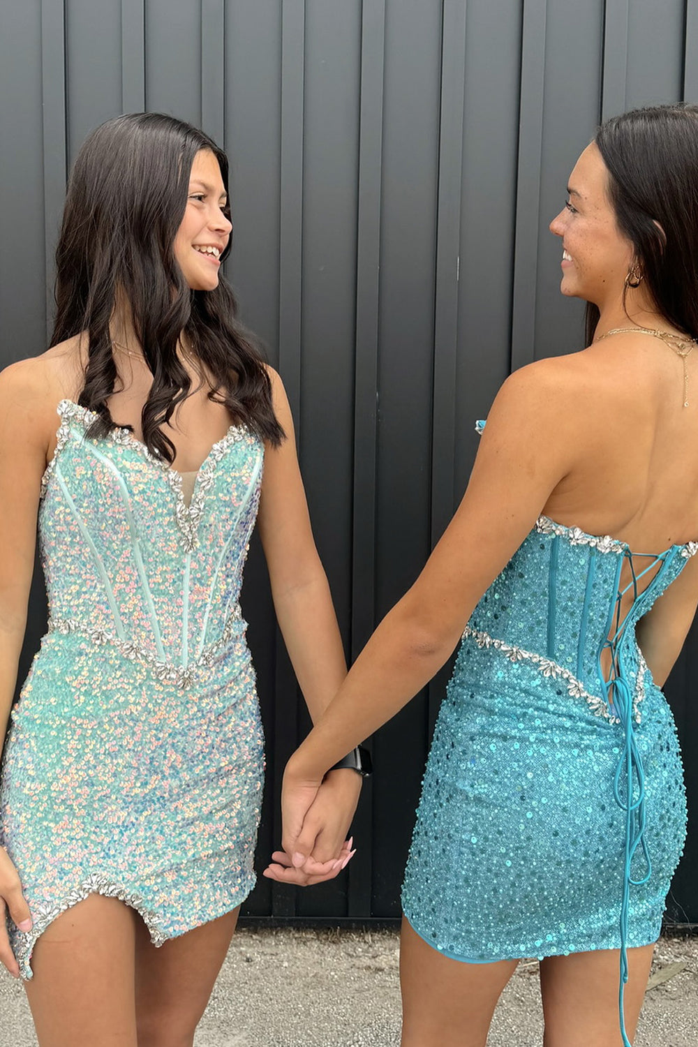 Misshow Light Green Strapless Corset Tight Short Homecoming Dress/Mini Dress with Sequins