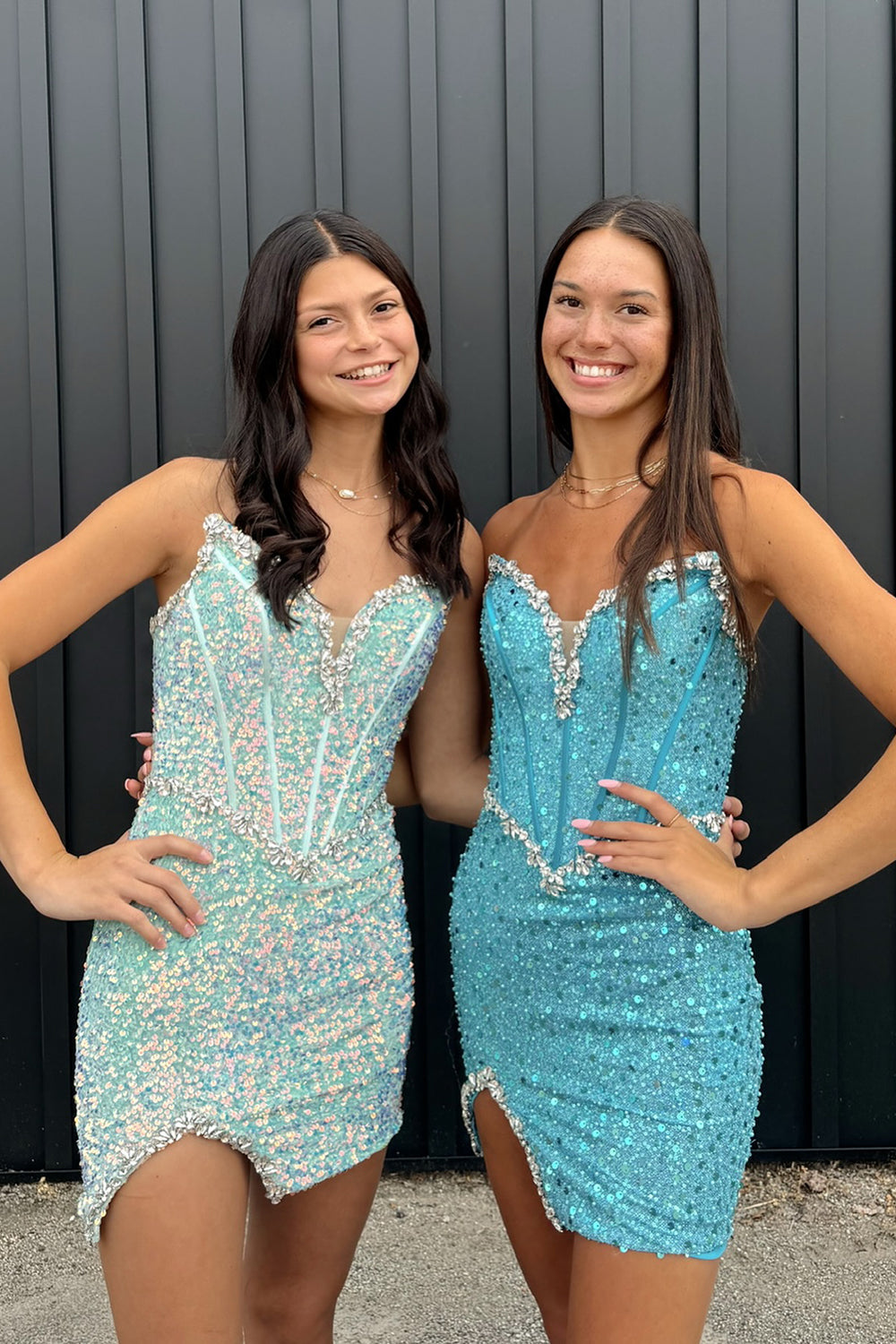 Misshow Light Green Strapless Corset Tight Short Homecoming Dress/Mini Dress with Sequins