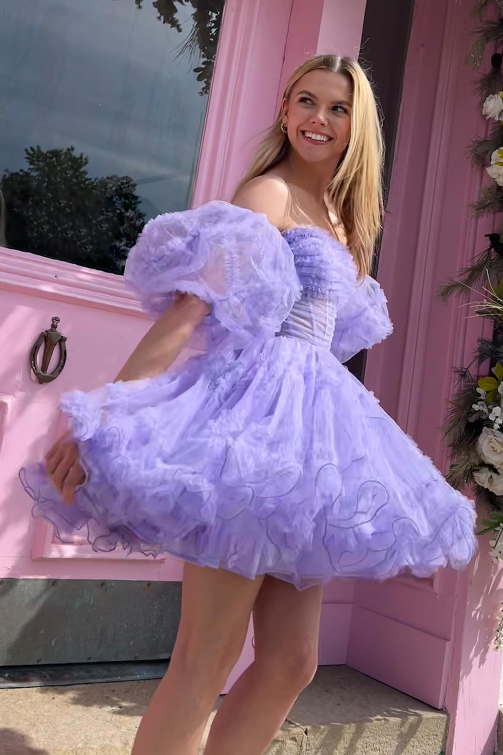 Misshow Light Pink Corset A-Line Short Homecoming Dress/Mini Dress