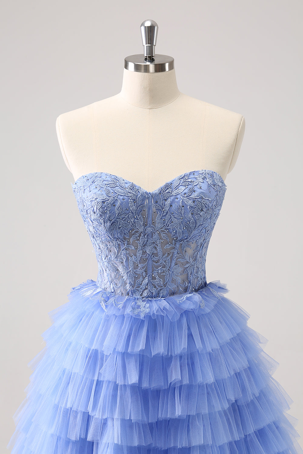 Misshow Lilac A Line Sweetheart Tiered Short Homecoming Dress/Mini Dress With Appliques