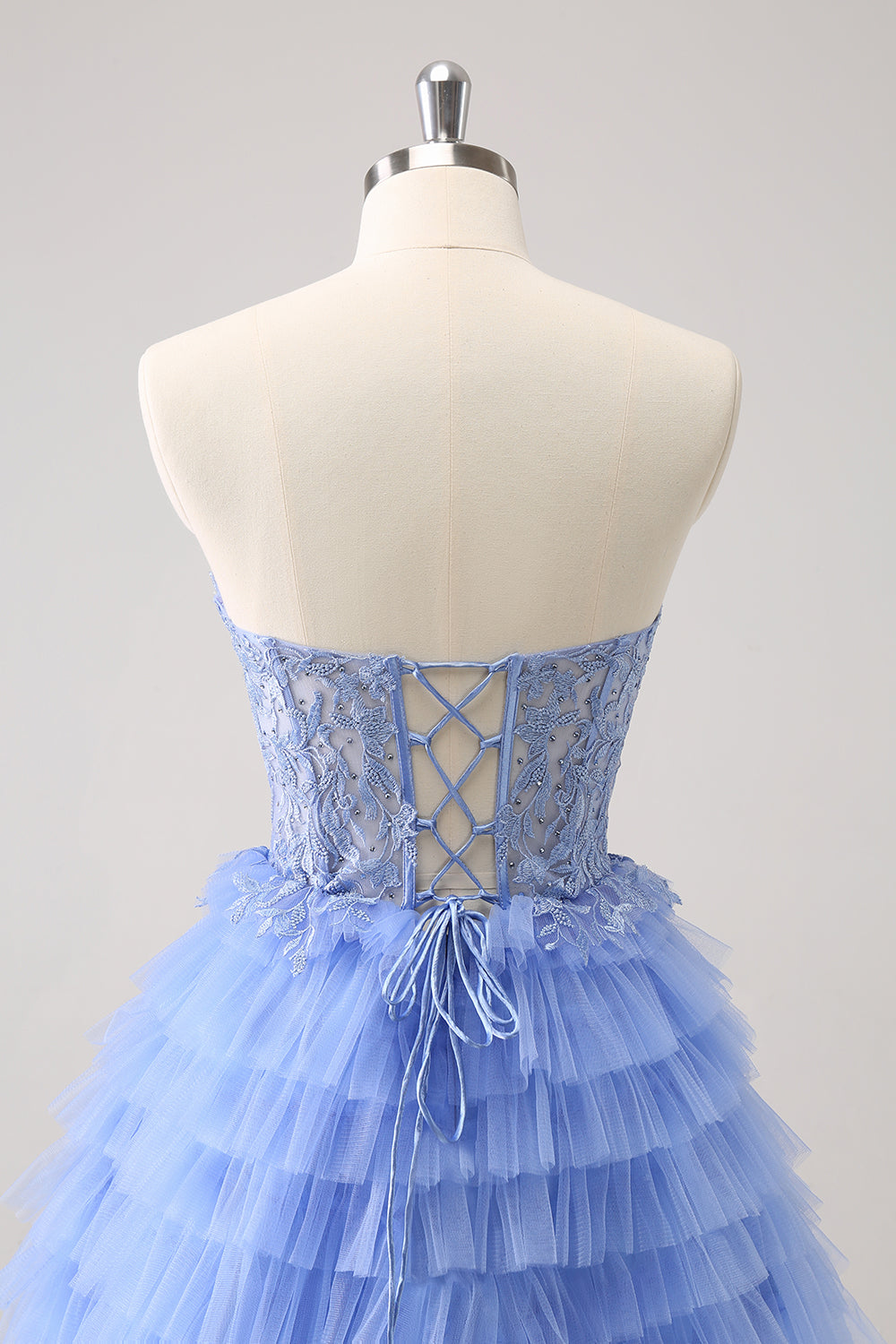 Misshow Lilac A Line Sweetheart Tiered Short Homecoming Dress/Mini Dress With Appliques