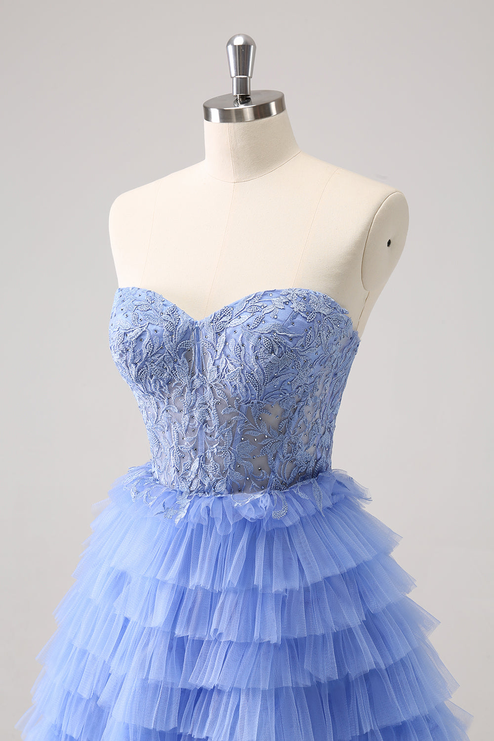 Misshow Lilac A Line Sweetheart Tiered Short Homecoming Dress/Mini Dress With Appliques