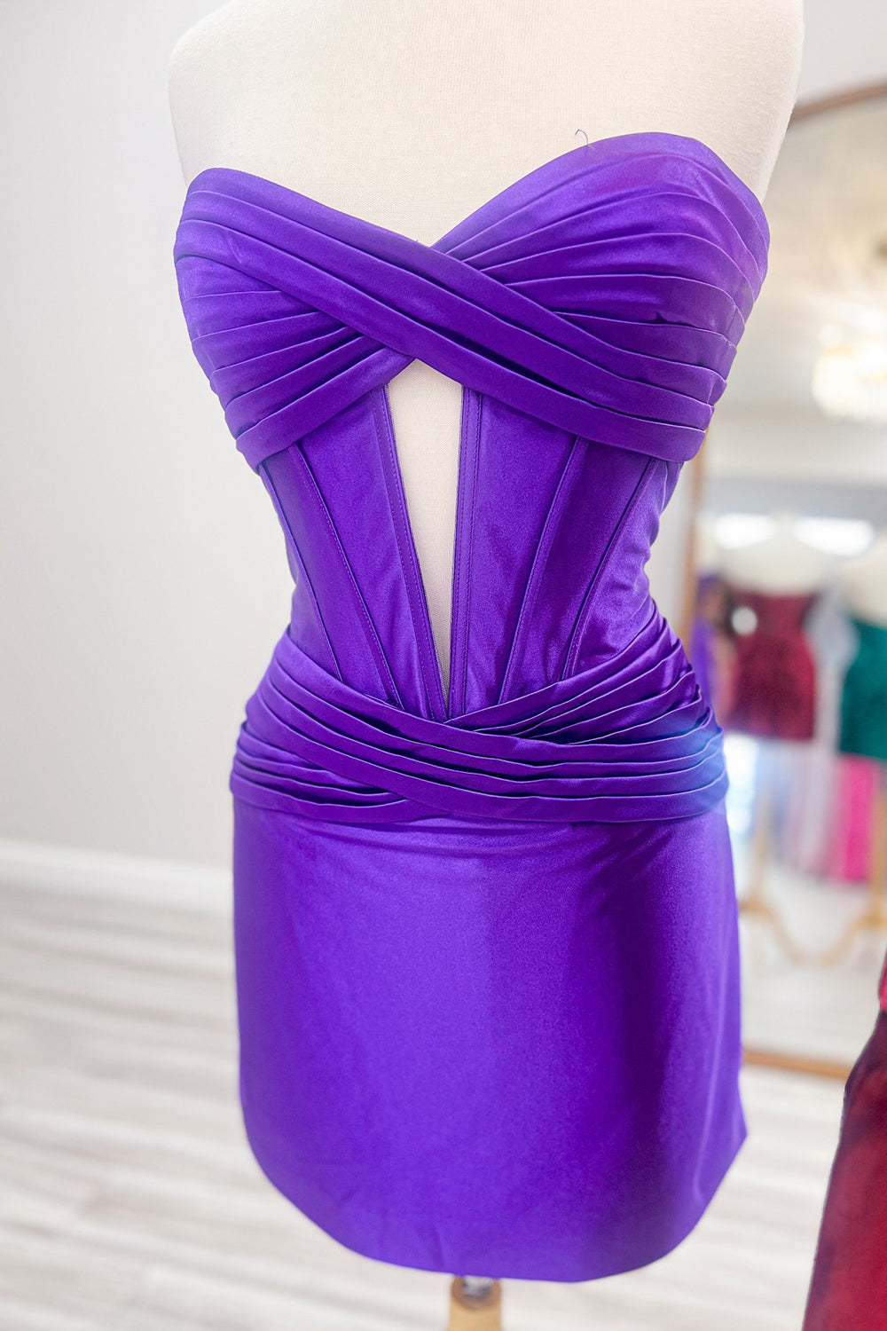Misshow Lilac Sweetheart Corset Tight Short Homecoming Dress/Mini Dress