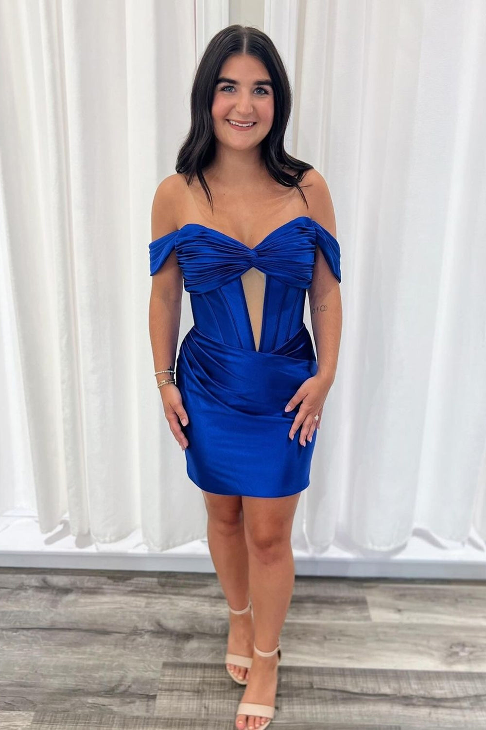Misshow Off The Shoulder Dark Green Corset Tight Short Homecoming Dress/Mini Dress