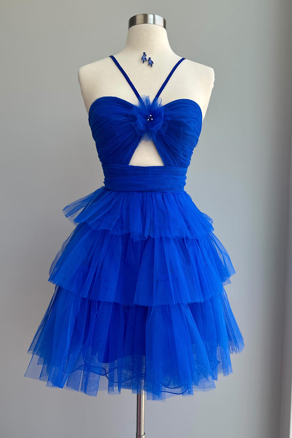 Misshow Orange Halter Ruffled A-Line Short Homecoming Dress/Mini Dress