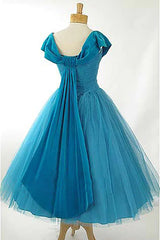 Misshow Peacock Blue Square Neck A Line Homecoming Dress/Mini Dress