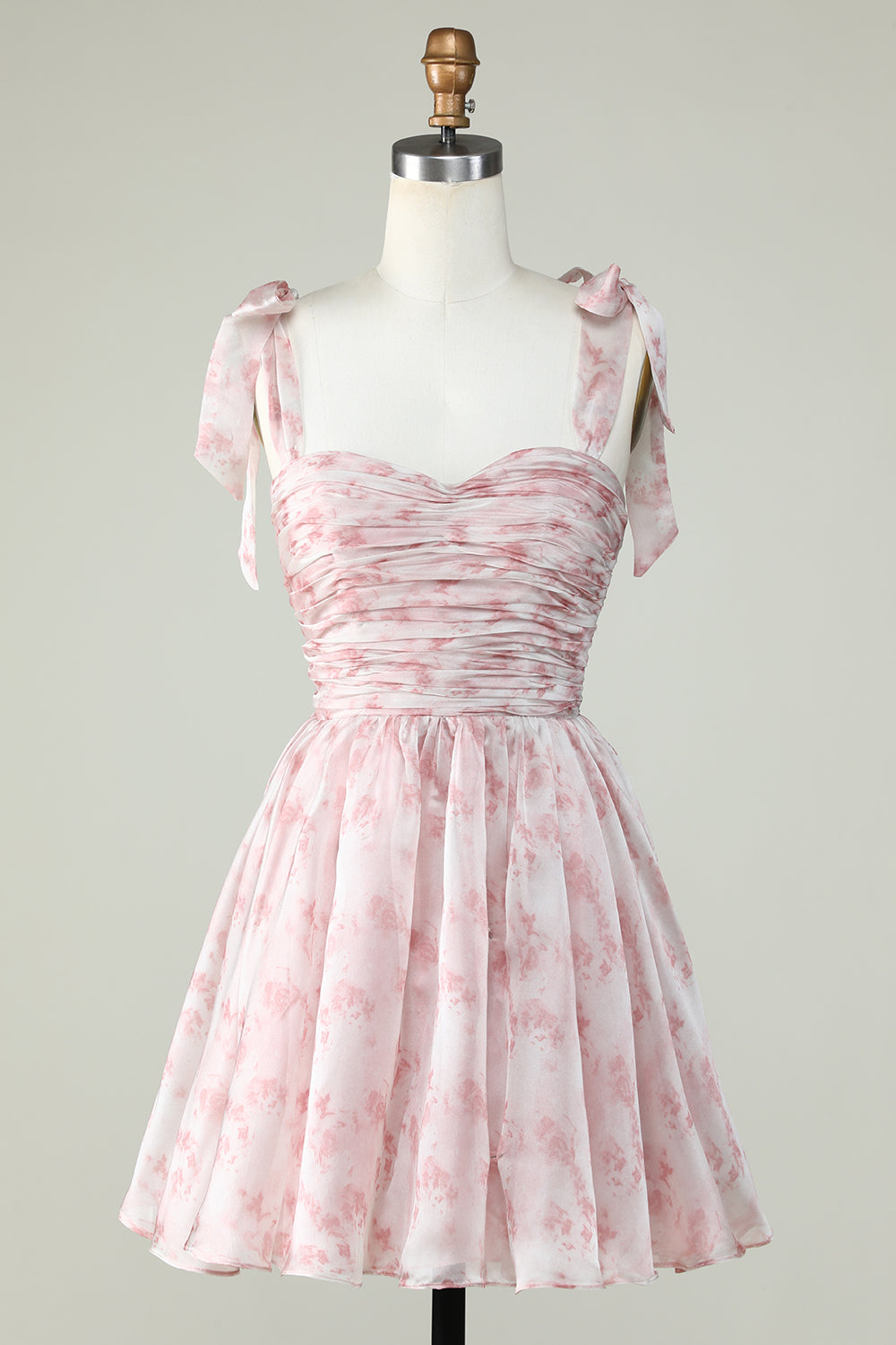 Misshow Pink Floral Print A-Line Short Homecoming Dress/Mini Dress