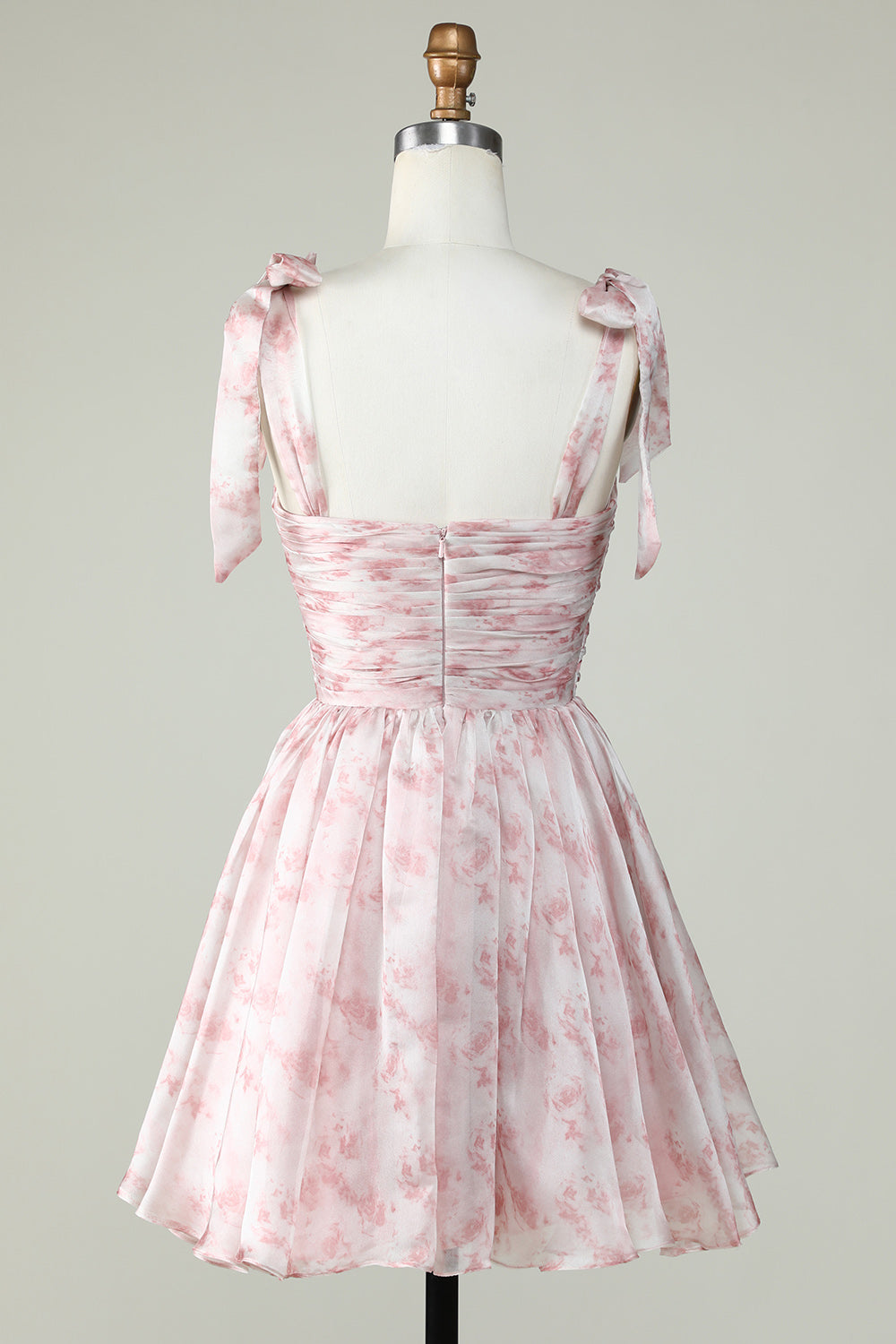 Misshow Pink Floral Print A-Line Short Homecoming Dress/Mini Dress
