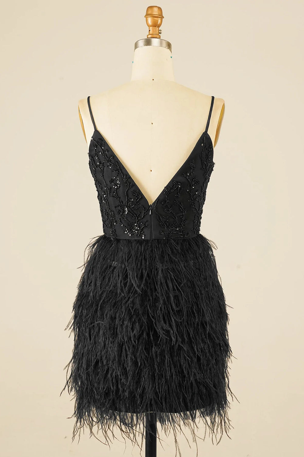 Misshow Pink Sequins Tight Homecoming Dress/Mini Dress with Feathers