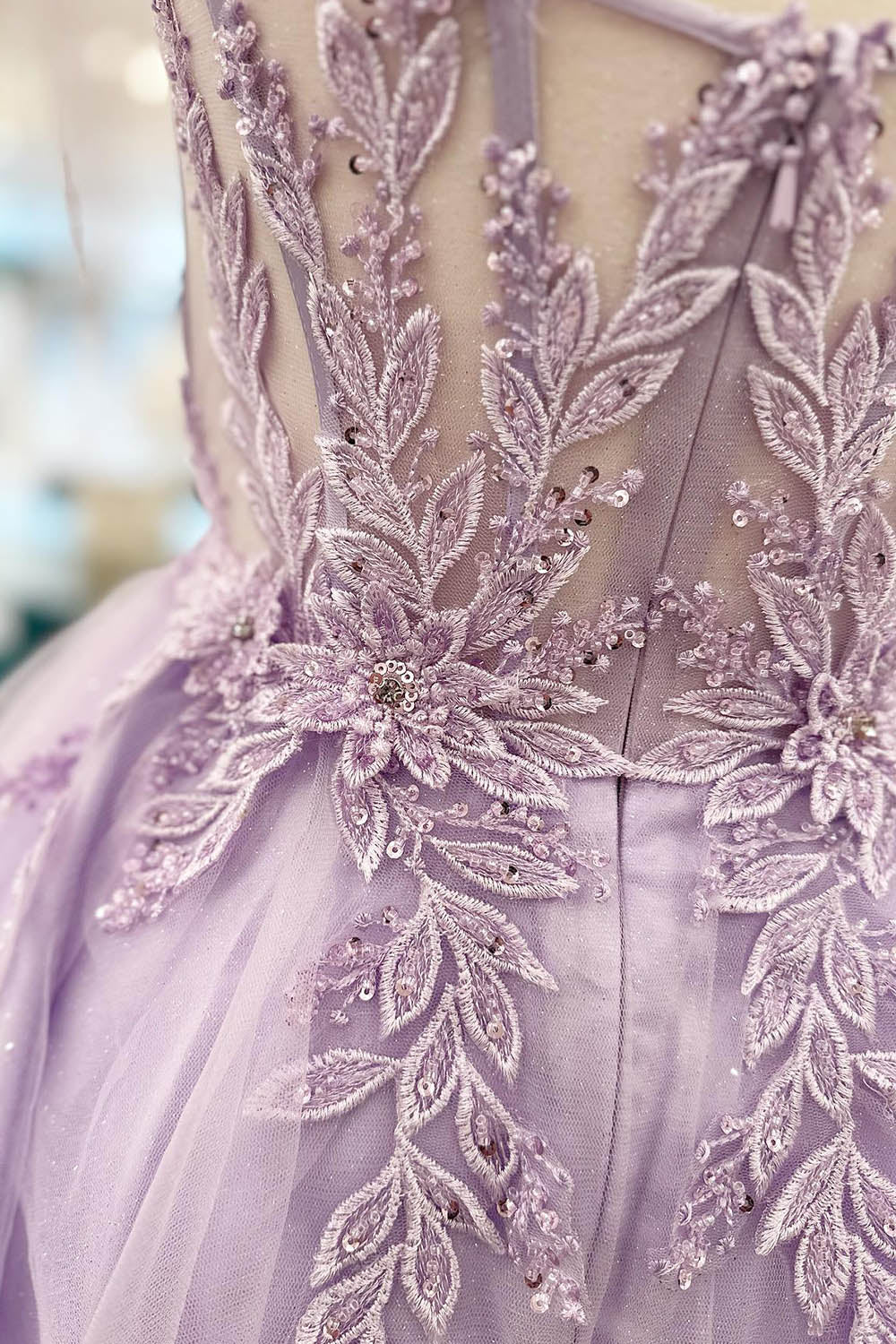 Misshow Purple Corset A-Line Tulle Short Flower Homecoming Dress/Mini Dress with Lace