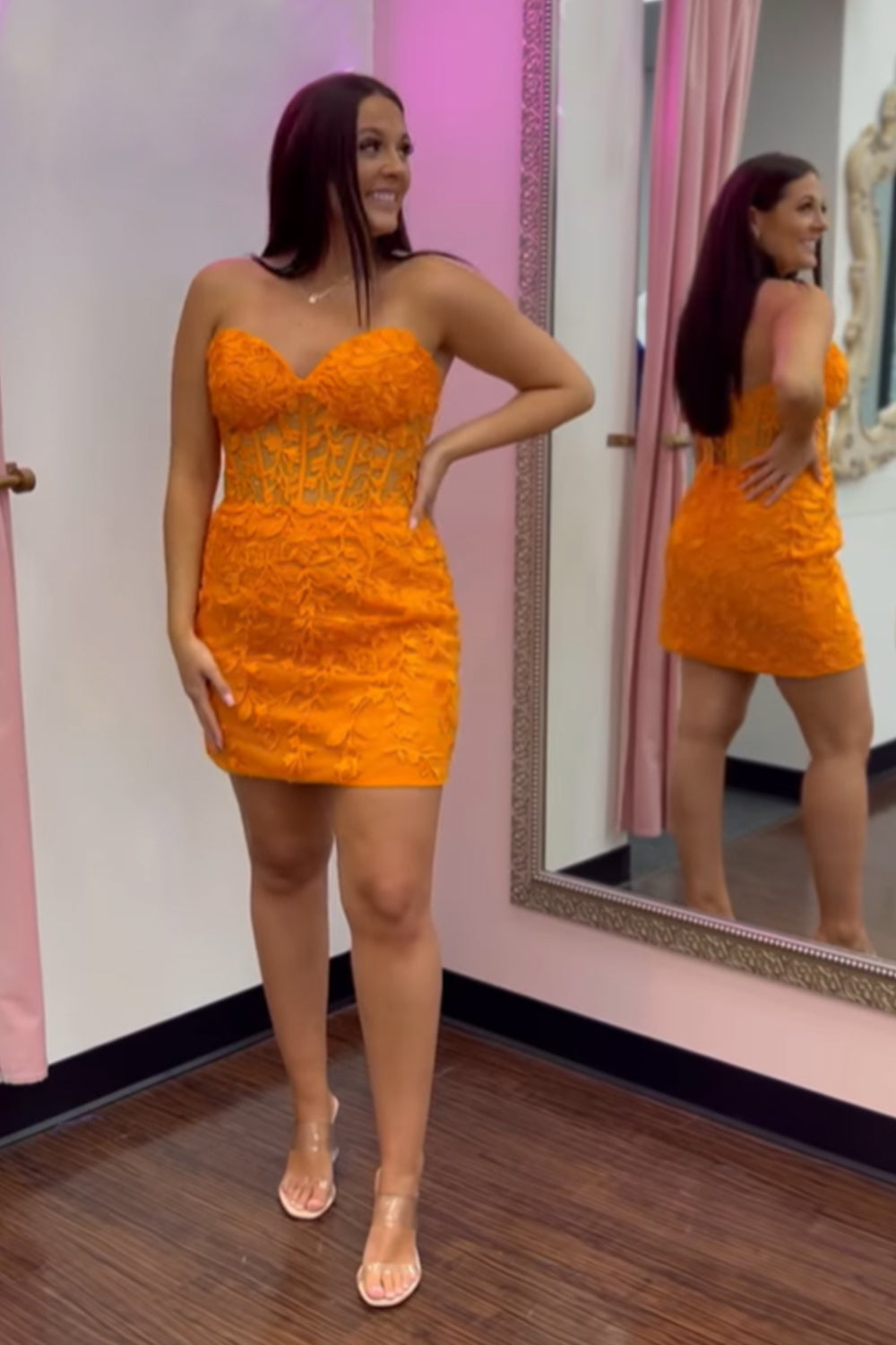 Misshow Purple Tight Short Homecoming Dress/Mini Dress with Appliques