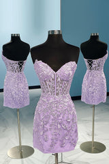 Misshow Purple Tight Short Homecoming Dress/Mini Dress with Appliques