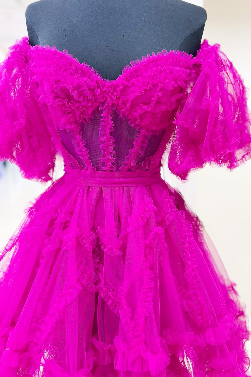 Misshow Red Corset A-Line Short Homecoming Dress/Mini Dress with Sleeves