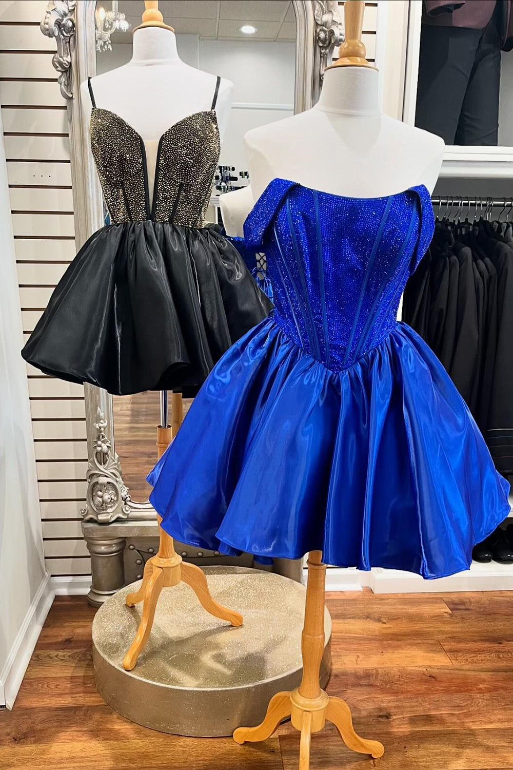Misshow Red Sparkly Off The Shoulder Corset A Line Short Homecoming Dress/Mini Dress