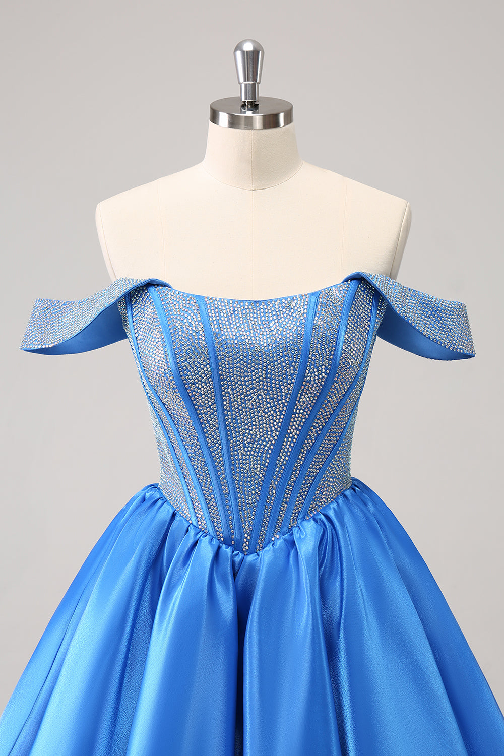 Misshow Red Sparkly Off The Shoulder Corset A Line Short Homecoming Dress/Mini Dress