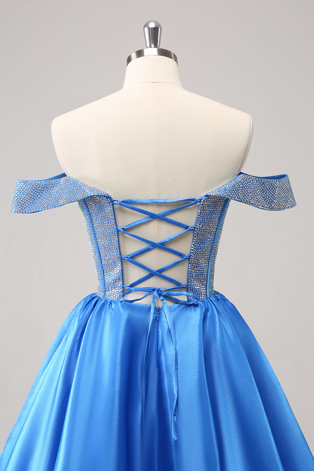 Misshow Red Sparkly Off The Shoulder Corset A Line Short Homecoming Dress/Mini Dress