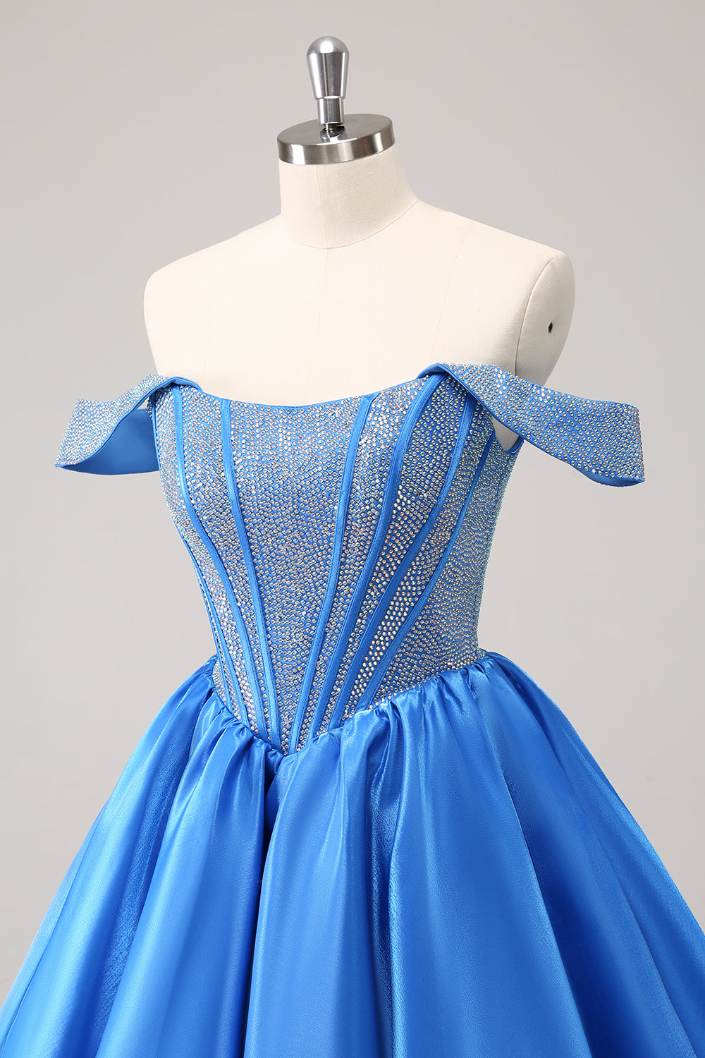 Misshow Red Sparkly Off The Shoulder Corset A Line Short Homecoming Dress/Mini Dress