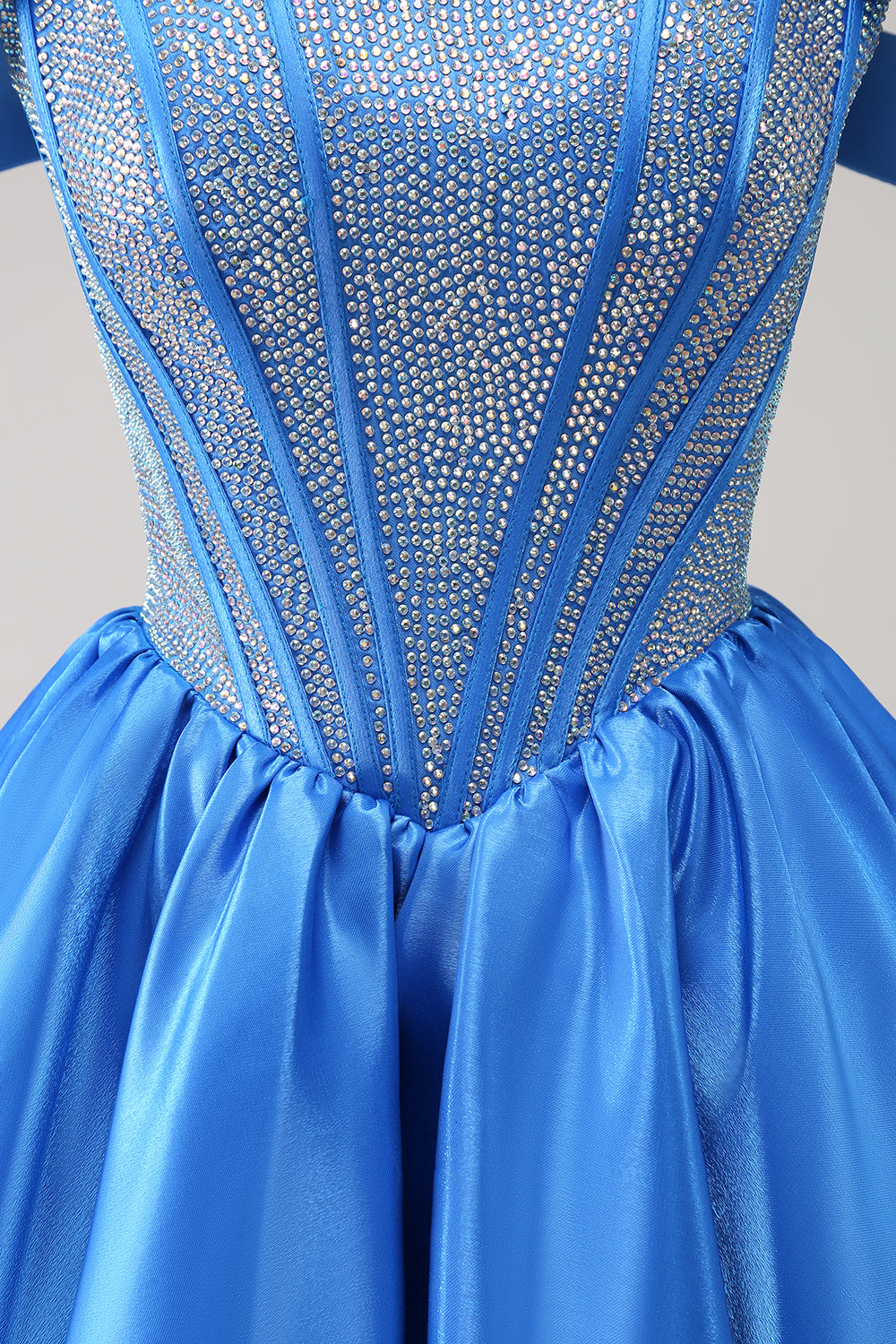 Misshow Red Sparkly Off The Shoulder Corset A Line Short Homecoming Dress/Mini Dress