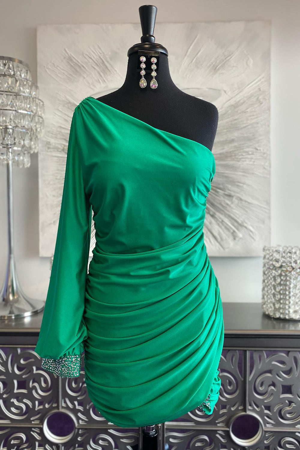 Misshow Red Tight One Shoulder Homecoming Dress/Mini Dress with Sequins