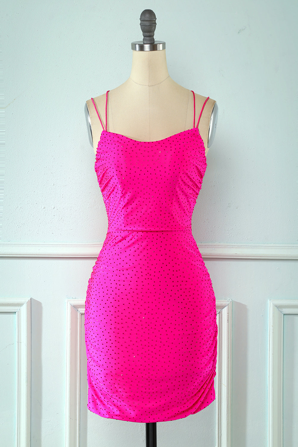 Misshow Rose Pink Lace Up Tight Homecoming Dress/Mini Dress