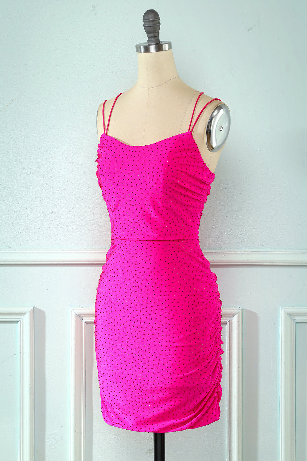 Misshow Rose Pink Lace Up Tight Homecoming Dress/Mini Dress
