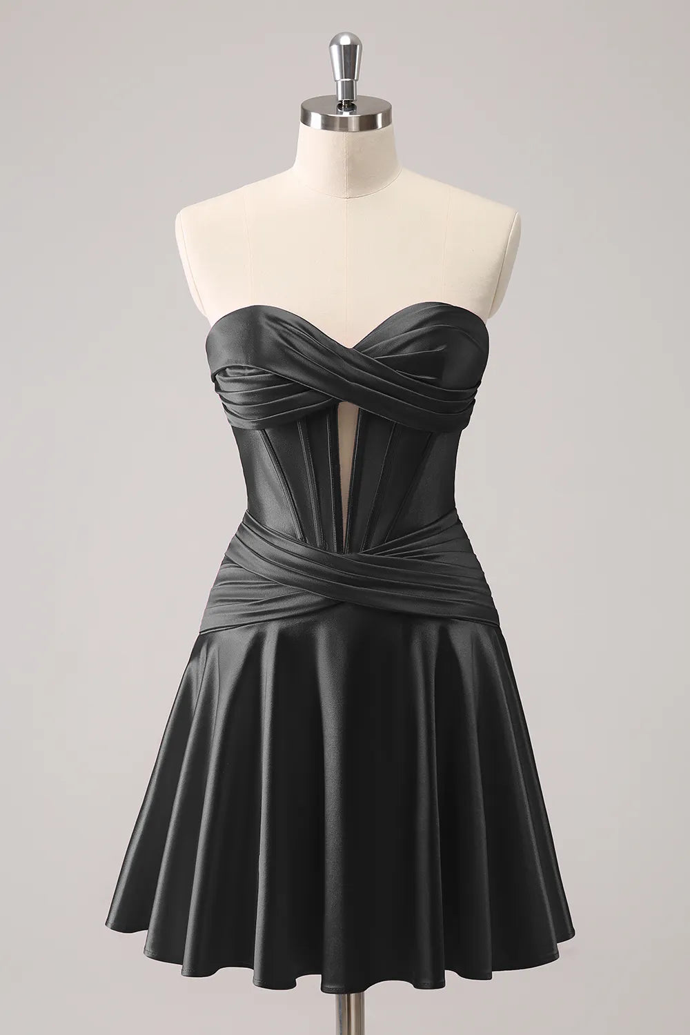 Misshow Royal Blue A Line Strapless Corset Short Homecoming Dress/Mini Dress with keyhole