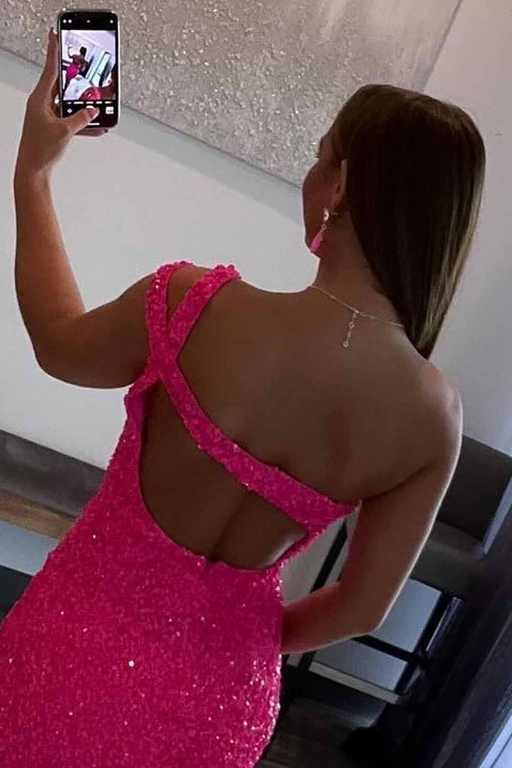 Misshow Royal Blue Open Back One Shoulder Tight Sequins Homecoming Dress/Mini Dress