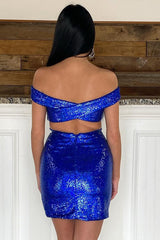 Misshow Royal Blue Open Back Sequins Tight Hoco Dress