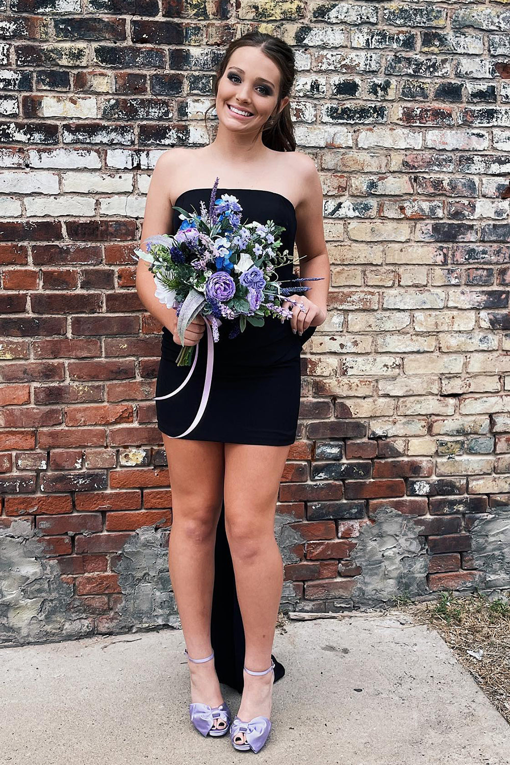 Misshow Royal Blue Strapless Tight Short Homecoming Dress/Mini Dress with Bowknot