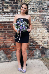 Misshow Royal Blue Strapless Tight Short Homecoming Dress/Mini Dress with Bowknot