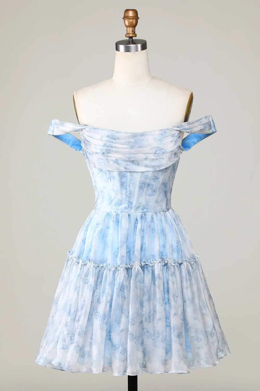 Misshow Sage Floral A-Line Corset Short Homecoming Dress/Mini Dress