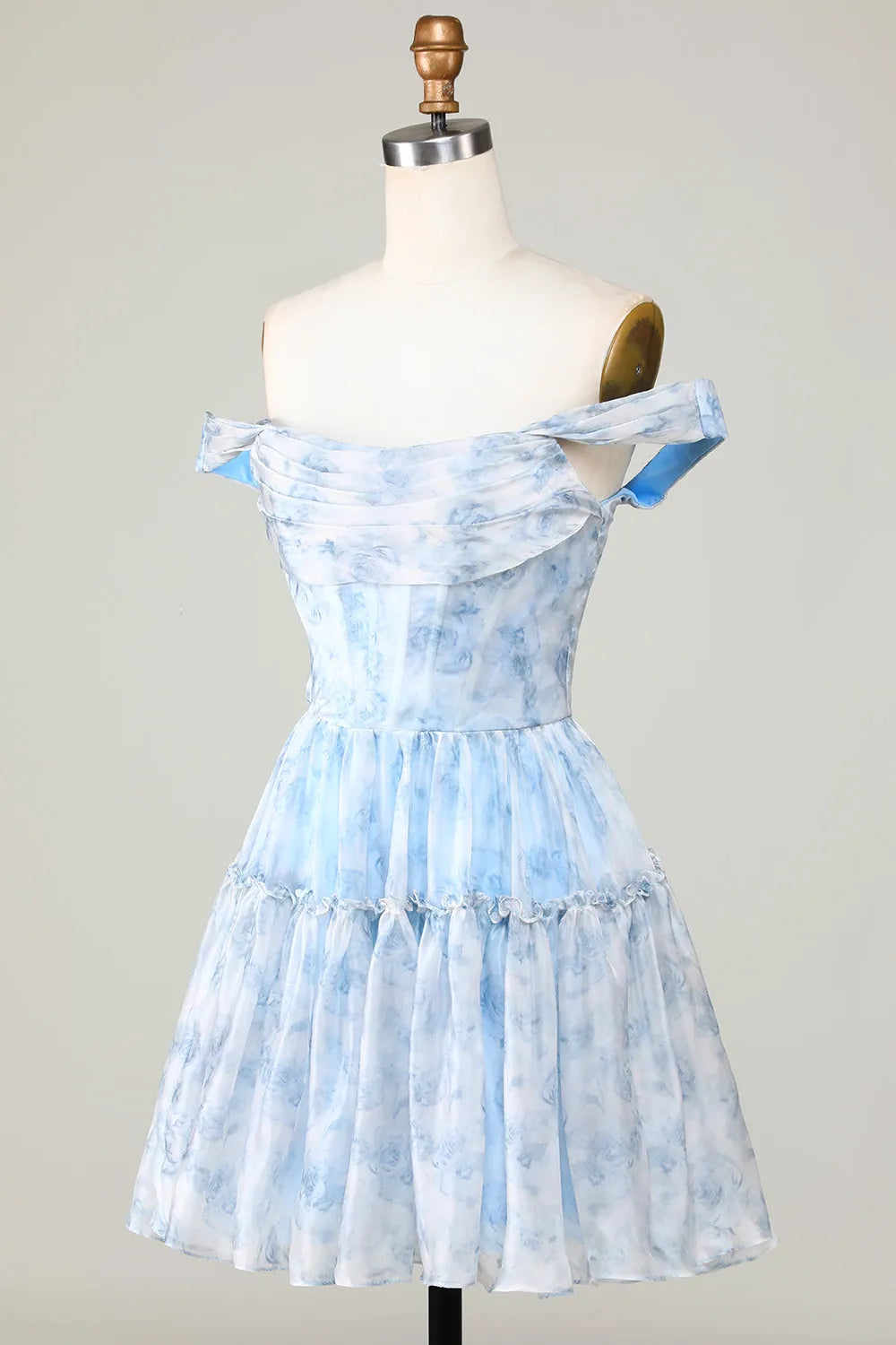 Misshow Sage Floral A-Line Corset Short Homecoming Dress/Mini Dress