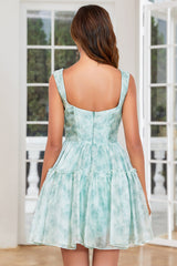 Misshow Sage Floral A-Line Corset Short Homecoming Dress/Mini Dress